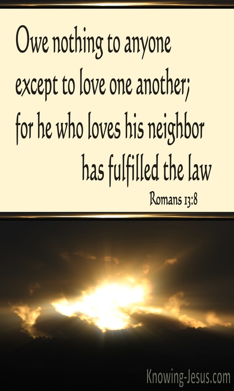 Romans 13:8 Own Nothing Except To Love (beige)